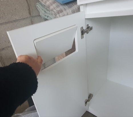 맞춤제작 주문 4구 휴지통 분리함 다용도 수납장