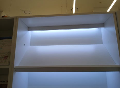 붙박이 경사선반장 5단하문 진열장