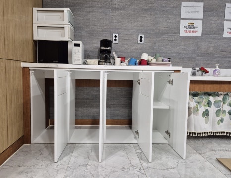 맞춤제작 탕비실 다이 싱크대 하부공간 휴지통 분리함