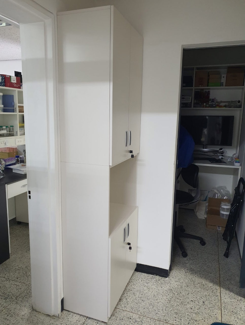 연구실 전용 공간활용 시스템 하부 철제프레임 일체형책상